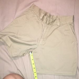 American Apparel 5” inseam khaki postal shorts